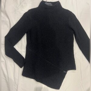 Elie Tahari Black Textured Turtleneck Sweater
